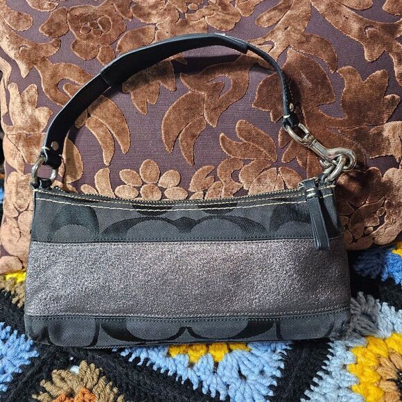 Coach y2k Anniversary Near Vintage Baguette Shoulder Bag in Black with Lurex - Picture 1 of 6